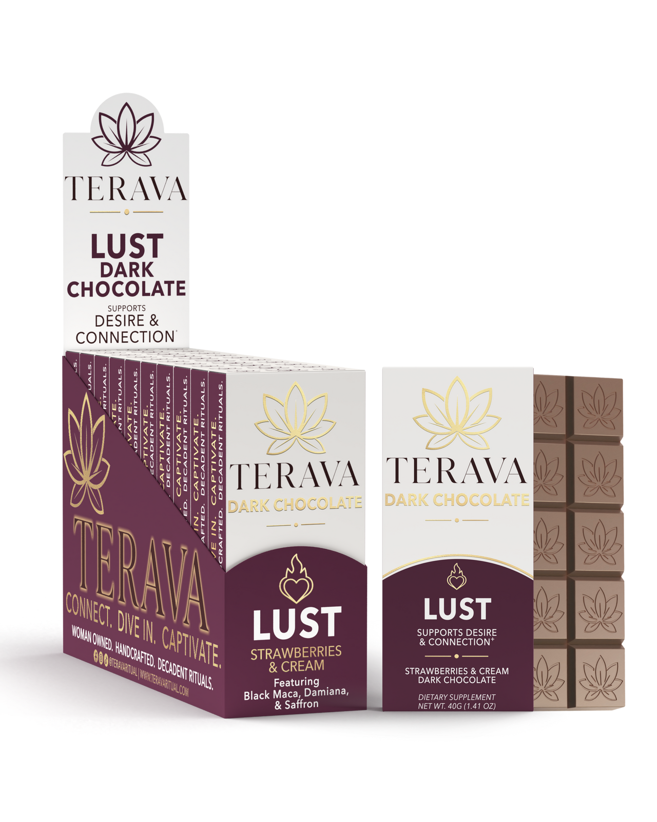 Lust Strawberries & Cream Dark Chocolate 10-Pack Case - PREORDER